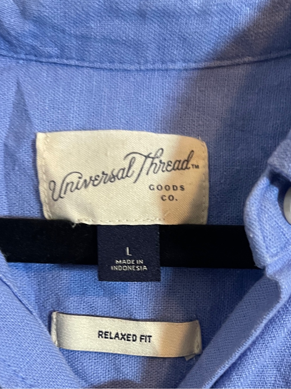 Universal Thread Button-Up Shirt Womens Large Blue Relaxed Fit Linen Classic Top - Picture 3 of 8